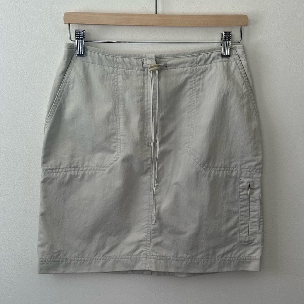Vintage high rise beige Drawstring mini skirt